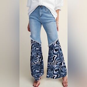 Easel ANIMAL PRINT MIX DENIM PANTS